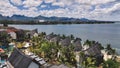 Aerial View of Tropical Resort on Water in Mauritius Royalty Free Stock Photo