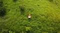 Aerial photograph of a small house on an isolated island in Dalian, Liaoning Province, China Royalty Free Stock Photo