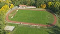 Aerial photograph of a sports field in a small German town Royalty Free Stock Photo