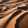 An aerial photograph of a vast desert landscape, showcasing intricate sand dunes and patterns3