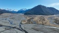 Aerial photographs of the braided river flowing through Arthurs Pass Royalty Free Stock Photo