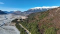 Aerial photographs of the braided river flowing through Arthurs Pass Royalty Free Stock Photo