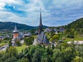 Aerial photography of Barsana monastery located in Maramures County, Romania Royalty Free Stock Photo