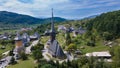 Aerial photography of Barsana monastery located in Maramures County, Romania Royalty Free Stock Photo