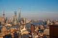 Aerial photography bird view at Shanghai bund Skyline Royalty Free Stock Photo