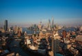 Aerial photography bird view at Shanghai bund Skyline