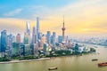 Aerial photography bird view at Shanghai bund Skyline