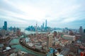 Aerial photography bird view at Shanghai bund Skyline of panorama Royalty Free Stock Photo