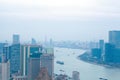 Aerial photography bird view at Shanghai bund Skyline of panorama Royalty Free Stock Photo