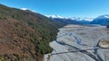 Aerial photographs of the braided river flowing through Arthurs Pass Royalty Free Stock Photo