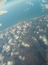 Aerial photography in Brazil. View of the sky above the clouds. Aerial view of the sky and the sea.