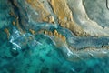 Aerial photography capturing vibrant colors in natural landscapes. Colorful sea coast from above