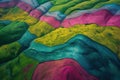Aerial photography capturing vibrant colors in natural landscapes. Colorful terrain from above