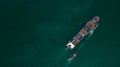 aerial photography cargo ship marine import export international, global business and industry transportation concept Royalty Free Stock Photo