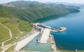 An Aerial Photography of Ceyhan Dam generative ai Royalty Free Stock Photo