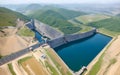 An Aerial Photography of Ceyhan Dam generative ai Royalty Free Stock Photo