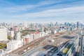 Aerial photography , Cityscape overlooking Tokyo, Japan