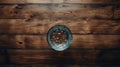 Aerial Photography Of Coffee And Water In Clear Glass Bowl On Wooden Surface Royalty Free Stock Photo