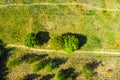 Aerial photography a dirt road in the middle of a fir forest from a dron Royalty Free Stock Photo