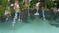 aerial photography with drone over Bacalar, Mexico