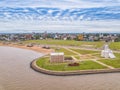 Aerial photography of Encarnacion in Paraguay overlooking the San Jose beach Royalty Free Stock Photo