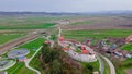 Aerial photography of the Feldioara medieval outpost, located in Brasov county, Romania.