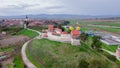 Aerial view of the Feldioara medieval outpost, located in Brasov, Romania.