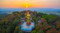 Aerial photography the golden big Buddha in Chiang Rai Royalty Free Stock Photo