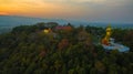 Aerial view pavilion of wat Phra That Jom Wae