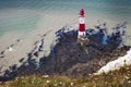 Aerial photography of a lighthouse and sea near Beachy Head in E Royalty Free Stock Photo