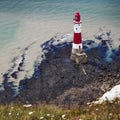 Aerial photography of a lighthouse and sea near Beachy Head in E Royalty Free Stock Photo