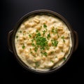 Aerial Photography Of Macaroni And Cheese: Blended Colors And Luminous Quality