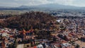 Aerial photography of the magical town of Metepec, State of Mexico, where you can see its famous Cerro del Calvario