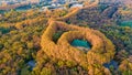 Aerial photography of Meiling Palace Scenic Spot in Nanjing City, Jiangsu Province, China and the Nanjing urban building complex