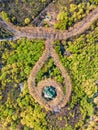 Aerial photography of Meiling Palace Scenic Spot in Nanjing City, Jiangsu Province, China and the Nanjing urban building complex