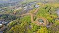 Aerial photography of Meiling Palace Scenic Spot in Nanjing City, Jiangsu Province, China and the Nanjing urban building complex