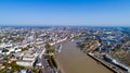 Aerial photography of Nantes city center and the Loire river