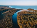 Aerial photography of Narrawallee Inlet, south cost Sydney, News South Wales, Australia