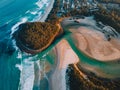 Aerial photography of Narrawallee Inlet, south cost Sydney, News South Wales, Australia