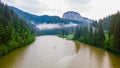 Birds eye view over mountain lake Royalty Free Stock Photo