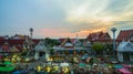 Aerial photography Romhub market in sunset time