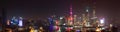 Aerial photography at Shanghai bund Skyline of panorama night sc Royalty Free Stock Photo