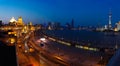 Aerial photography at Shanghai bund Skyline of panorama night sc Royalty Free Stock Photo