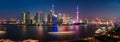 Aerial photography at Shanghai Skyline of panorama of night scene Royalty Free Stock Photo