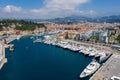 Aerial photography shot of the famous port of Nice in France