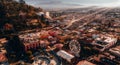 Aerial photography of the streets, main church, Calvario hill and the center of the Magical Town of Metepec, State of Mexico