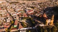 Aerial photography of the streets and the main church of the Magical Town of Metepec, State of Mexico