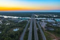 Aerial photography sunset above Sri Surat bridge across Tapee river