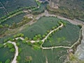 Aerial photography on top of the mountain tea garden landscape