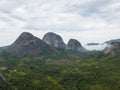 Aerial Photography of a tropical landscape, with forest and mountains Kumbira forest reserve , huge geologic rock elements